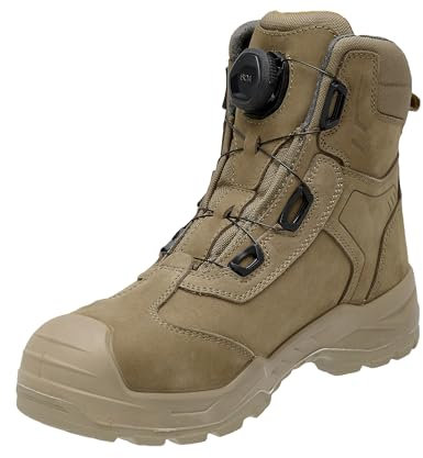 DEWALT Richardson Men's Nubuck Leather, Wide Fitting, BOA Fastener, Steel Toe Safety Work Boot, Stone, UK10