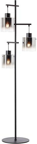 Brilliant Lampe Simonis Standleuchte 3flg schwarz/rauchglas Aluminium/Metall schwarz 3x A60, E27, 52 W