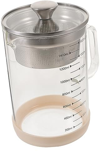 PRETYZOOM Filtre à Thé Verre Borosilicate Avec Passoire Fine Inoxydable Pour Lait De Soja Et Jus Récipient Filtrant Robuste Pour Usage Domestique Et Restauration