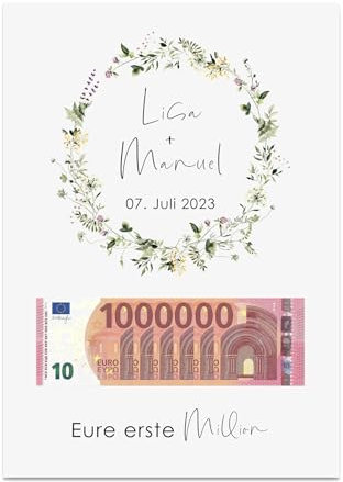 Nastami Poster ERSTE MILLION Geldgeschenk personalisierbar Geschenk zur Hochzeit, zum Abitur, zur Jugendweihe (Hochzeit, DIN A3)