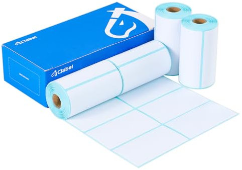 CLABEL 4 Rollen Weiß 70x40mm Etikettenband für 320B Etikettendrucker Selbstklebend Thermo Etiketten für Etikettiergerät Ersatz für Zuhause Barcode, 200Etiketten/Rolle (2,76x1,57)