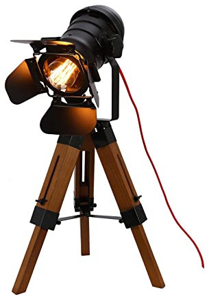 TaNeHaKi Retro Stativ Lampe Stehleuchte Antik Vintage Stativ Bürolampe Schreibtischlampe Retro Stativ Tripod Nachttischlampe Tischlampe Antik Stativ (E27-Glühbirne nicht im Paket)