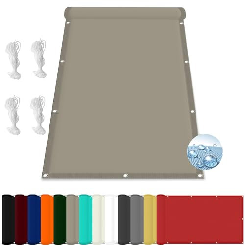 Sonnensegel Sonnenschutz Rechteckig 1.6 x 2 m,(Nach Mass) Markisenstoff 98% Uv Schutz Wasserabweisend, Markise Sonnenschutznetz Sonnenschutz Balkon,Für Balkon Garten, Taupe