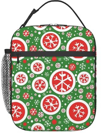 Lonchera redonda con estampado de copos de nieve y lunares en 3D, lonchera térmica fría reutilizable, contenedor de alimentos a prueba de fugas para niños, adolescentes, trabajo escolar