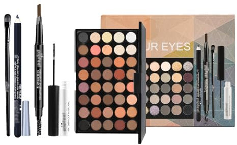 Kit Maquillage Tout-En-Un, Complet Makeup Set avec 40 Couleurs Palette de Fards à Paupières Mascara Eyeliner Crayon à Sourcils et Pinceau, Coffret Maquillage Cosmétique Yeux pour Filles Femmes