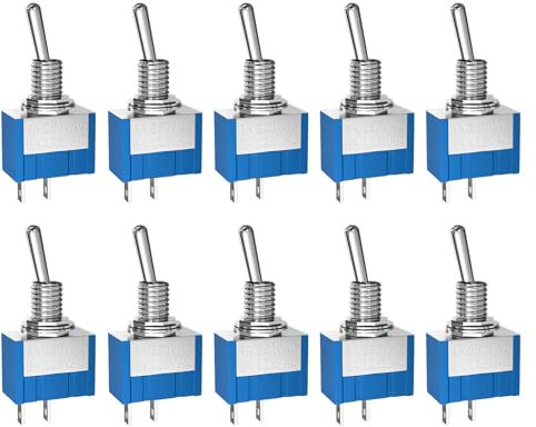 SCOOYUCK 10 Pièces Interrupteur a Bascule, 12V 24V 125V 220V (3-250V) SPST ON OFF 2 Broches Mini Interrupteur à Bascule, Pour les Voitures, les Camions, les Bateaux, les Navires