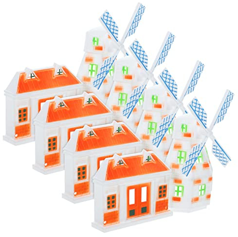 BESPORTBLE 4pcs Mini Windmill House Model Creative Plastic Decor Micro Landscape Windmill House Ornament