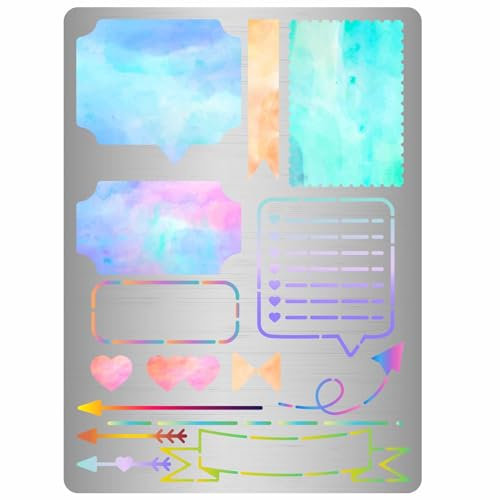 GORGECRAFT 19 x 14cm Metallschablone Lesezeichen Tagebuch Planer Tagebuch Linien Banner Pfeilrahmen Edelstahl Schablonen Vorlage Zum Malen Scrapbook Gravieren Holzbrennen Brandmalerei Gewohnheitstrack