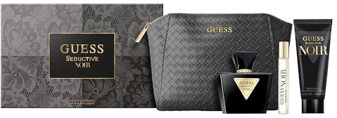 Guess Seductive Noir Geschenkbox für Damen, Eau de Toilette 75 ml, Körpercreme 100 ml, Mini-Größe 15 ml, inklusive Tasche