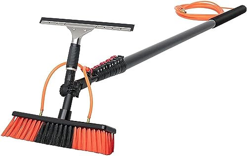 DONGGANSHI Cepillo para Limpiar Paneles solares, con Suministro de Agua, para Limpiar Ventanas, de Aluminio, 3 en 1, con escobilla de Goma, Herramienta eficaz para Limpiar vidrios y Paneles s