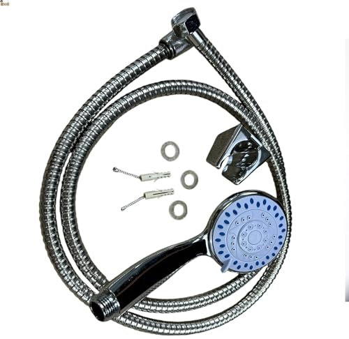 BricoLoco.com Conjunto ducha 3 posiciones. Incluye flexo 150 cms., alcachofa rociador, soporte pared, tornillería. Kit ducha baño completo (3 modos, 1)