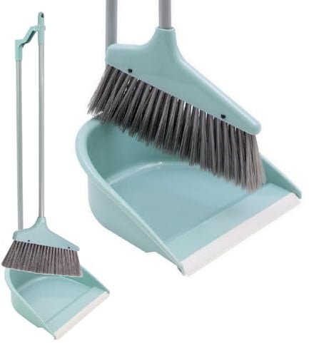 Anika 66069 Dustpan and Brush with Long Handle / Broom and Dustpan Set for Easy Cleaning and Indoor Sweeping for House, Kitchen, Wood Floor, Laminate, Tiles
