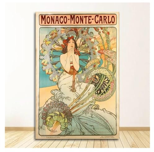 Wandbilder auf Leinwand Vintage Klassische Kunstwerke Nouveau Art Poster Drucke Leinwand Gemälde Bilder Für Home Room Wall Decor(B,40x60cm)