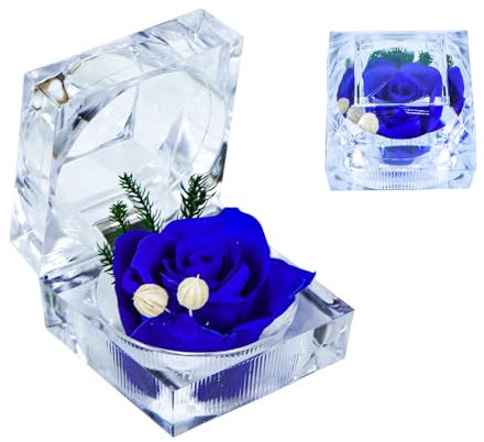 Qaixwuyi Coffret Roses Bleues Éternelles Boîte à Cadeaux Rose Bleue Boîte à Anneaux Fleurs Éternelles Boîte à Roses Saint Valentin Coffret Feurs Éternelles Saint Valentin Confessions Mariage