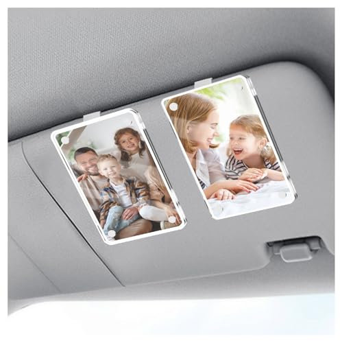 Figpade Magnetischer Auto-Bilderrahmen, lichtbeständig, Acryl, mit Befestigungsclip, zum Präsentieren Ihres wertvollen Fotos, universeller Auto-Bilderhalter, Autozubehör, 2 Stück