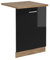 Vicco Geschirrspülblende R-Line, Geschirrspüler Fronttür, Schwarz Hochglanz, 60 cm, AP Eiche