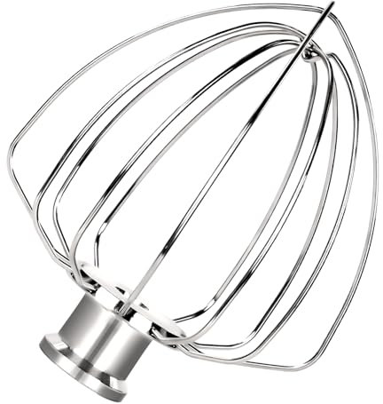 Accesorio Batidor de 6 Varillas Compatible con la Batidora de pie Basculante Kitchen Aid de 4,5 A 5 Cuartos de Galón, Mejorado de Acero Inoxidable Batidor de Crema de Huevos, Apto para Lavavajillas