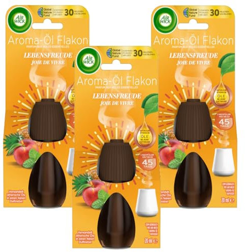 Air Wick Aroma-Öl Flakon – Duftöl Nachfüller für den Air Wick Diffuser – Duft: Lebensfreude – 3 x 20 ml ätherisches Öl