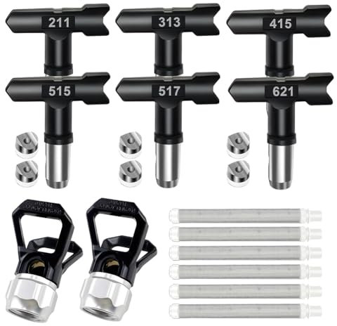 Osmond Airless Farbe 6 Airless Farbe Doppelseitige Düsen, 2 Düsen-Schutzabdeckungen und 6 Filter für Bauzaun A