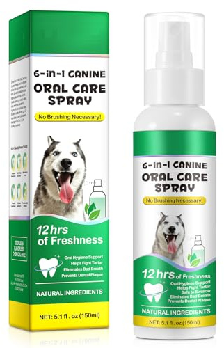 SteriMedo 6 in 1 Dog Dental Care Spray, 150 ml, Dental Spray for Fresh Breath, Tartar Removal, Plaque Protection, Teeth Whitening, Gum Care, Natural Ingredients
