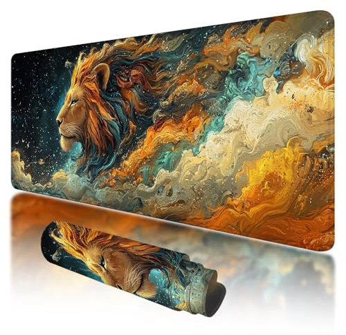 Mouse Pad 1200x600x3mm, Extended Large Mouse Mat Non-Slip & Waterproof Desk Mat, Cool Gaming Mousepad for Home Office Work, Lion Mousepad Large with Smooth Surface, Mousemat for Office & Home, U-03