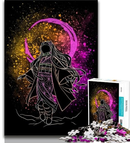 Puzzle mit 1000 Teilen für Erwachsene, Geschenke Shadow of Nezuko, 1000-teiliges Puzzle, perfekt für Spieleabende, buntes Spielzeug als Geschenk für zu Hause (Größe 38x26cm)