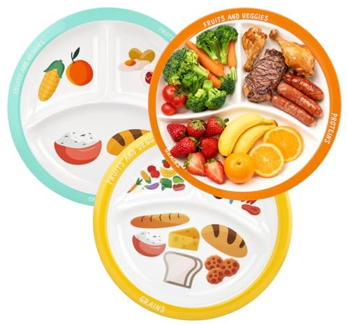bssmmai 3 PCS Portion Control Plates for Adults, Portion Plates for Adults Weight Loss, Portion Diet Plate