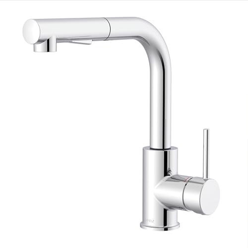 Lenz Küchenarmatur OLINA FLEX in Chrom – Herausziehbare Geschirrbrause | 2 Strahlarten, Kaltstart-Funktion, Pflegeleichte Oberfläche, Schnellbefestigung, Nickelfreie Wasserwege, 46071102