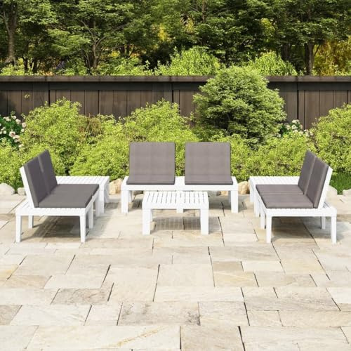 kithwjll 6-TLG. Gartenmöbel Set mit Polstern für Terrasse Balkon und Veranda, Loungegruppe mit Tisch, Bank und Sitzkissen, Outdoor Sofa, Essgarnitur, ideal zum Entspannen und Feiern im Garten