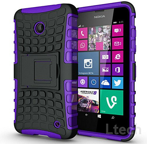 London Gadget Store For Huawei P10 (2017) VTR-L09 - Hard Silicone Strong Heavy Duty Shock Proof Dual Layer Armour Protective Case Cover with Built-in Stand in PURPLE