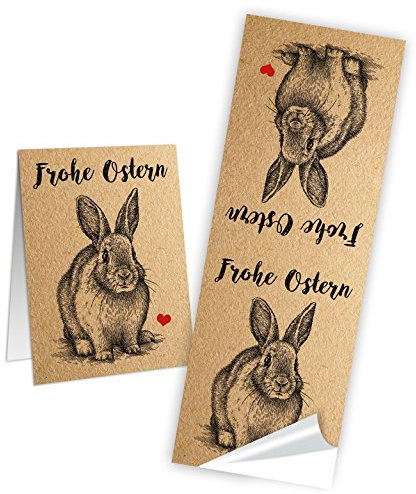 Logbuch-Verlag 50 Osteraufkleber 5 x 14,8 cm Osterhase schwarz braun Aufkleber Frohe Ostern selbstklebende Etiketten Verpackung Geschenk