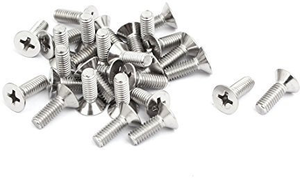sourcing map 30pcs Vis Tête Fraisée Cruciforme Tête Plate Boulon M4x12mm Acier Inox 316