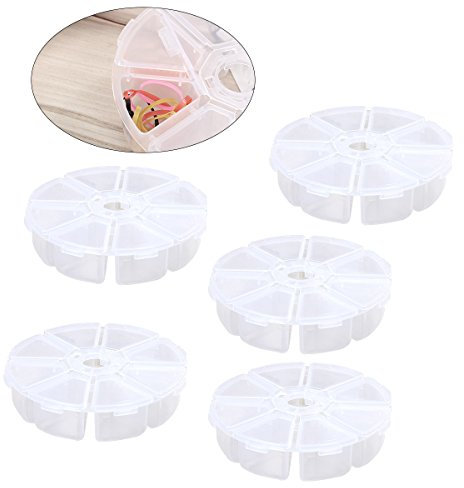 5 Stück – 6 Raster klar Rund Handwerk Edelsteine Perlen Display Aufbewahrung Box Organizer Trennwand Schmuckbox Nähkasten