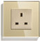 BSEED Wall UK Socket Mirror Glass Frame, Single Pole 3-Pin Wall Outlet Gold, 86mm 1 Gang Squre Standard 13 Amp AC Power Safe Protect for Home/Office, Modern Style, Easy Install with Earth & Neutral