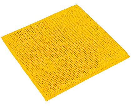 PANA® Chenille Badematte (45x45cm) • WC-Vorleger, Duschmatte, Badvorleger • Mikrofaser Badematte • rutschfest & Waschbar • Badteppich • WC-Vorleger ohne Ausschnitt • Farbe: Gelb