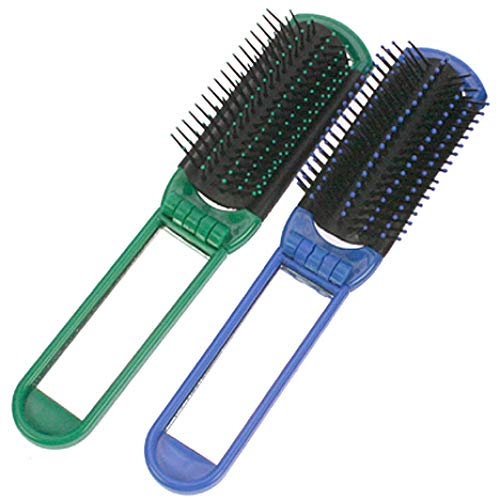 Hanse Glücks-Manufaktur GmbH Reisebürste-Set 3er Set, Haarbürste, Ausklappbar, Mit Spiegel, Grün / Rot / Blau, Unisex, Alle Altersgruppen