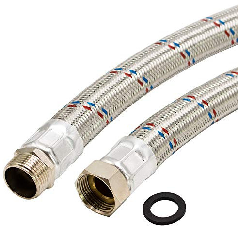 Hauswasserwerk Edelstahl Flexschlauch 1 Zoll Panzerschlauch Sanitär (ÜM x AG - 60cm)