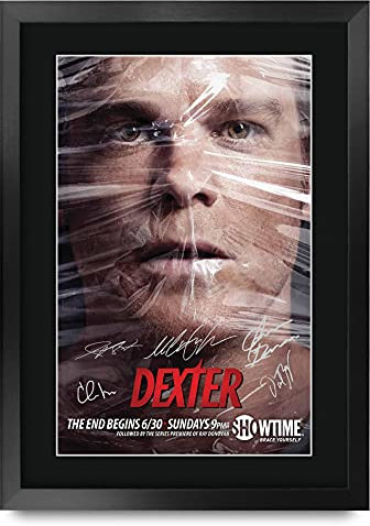 HWC Trading Dexter Michael C Hall Geschenke Gedrucktes Signiertes Autogramm Foto für Fans von Fernsehn Memorabilien - A3 Gerahmt