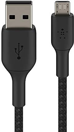 Belkin Micro-USB-Kabel für Geräte wie Portable Lautsprecher, Powerbanks und eReader (geflochtenes USB-A/Micro-USB-Kabel,1 m, Schwarz), CAB007bt1MBK