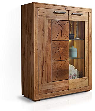 moebel-eins Winston I Highboard rechts, Material Massivholz, Wildeiche geölt