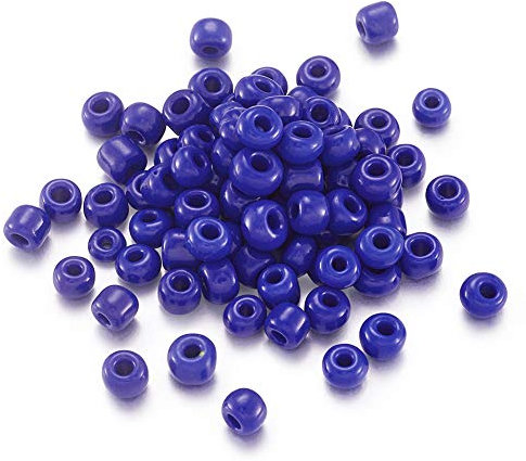 Craftdady Cuentas de cristal azul de 4 mm 6/0 opacos Tiny Pony espaciador sueltos para pulseras de bricolaje, collares y llaveros, alrededor de 495 piezas