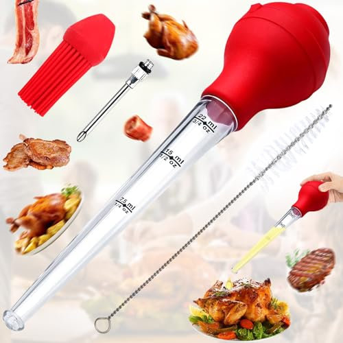 truee Viande de Seringue de Dinde, Kit de Poire à Dinde, Marinade à la Viande à la Seringue Baster, pour Barbecue, Bacon, Viande Fumée, Côtelettes de Porc, Poulet, Pétoncles