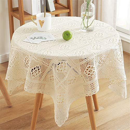 Nother Ampios Platzdeckchen, quadratisch, Vintage, Spitze, gehäkelt, Beige, 100 x 100 cm