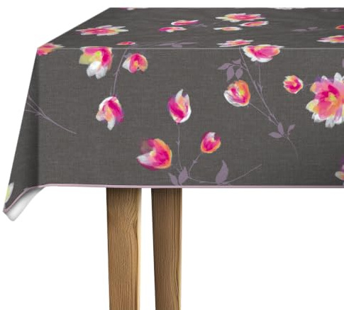 d-c-fix Wachstuchtischdecke Cheryl anthrazit 1,5 m x 2,20 m | Tischtuch im Vintage-Stil für den Küchen-, Ess- oder Gartentisch – lebensmittelecht, abwaschbar & wasserdicht