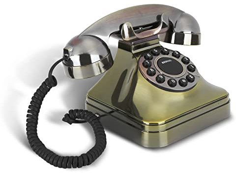 cigemay Vintage Festnetztelefon, Retro-Antik-High-Definition-Schnur-Telefon Bronze, Dekoratives Telefon mit Großer Tastatur für Office, Home, Hotel