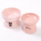 YY FOREYY Raised Cat Food and Water Bowl Set, Elevated Ceramic Cat Feeder Bowls with Anti Slip Band, Porcelain Pet Dish with Stand, Stress Free, Backflow Prevention, Dishwasher Safe(Pink)