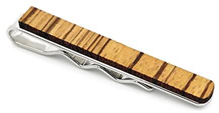 NaturSchatulle Krawattennadel Holz Zebrano 5cm Krawattenklammer Edelstahl Herren Krawatten Clip Tie Bar Hochzeit Business Bräutigam