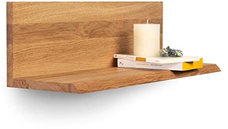 Rikmani Wandregal Holz Eiche massiv Schweberegal Handgefertigtes Regal Bücherregal Holzregal Wandboard Lira 90 cm hell