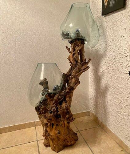 Original Little Big Horn Gigante Design Vase Wurzelholz Glasvase Unikat Glasvase Gigante Root Glass vase