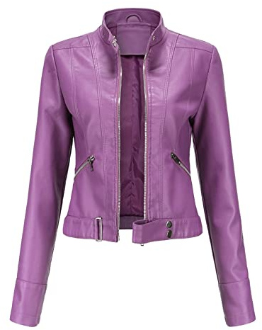 WHZXYDN Chaqueta Corta De Cuero Nueva para Mujer Chaqueta De Cuello Alto De Primavera Y OtoñO Talla Europea